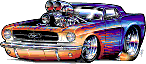 Cartoon of ford mustang